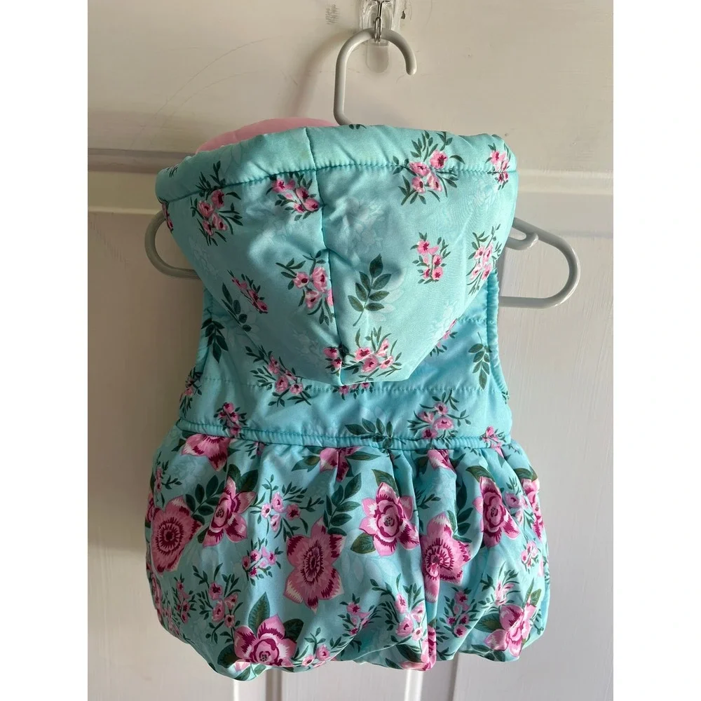 Kids Headquarters‎ Baby Girls Cute Y2K Floral Print Peplum Hooded Vest 12M